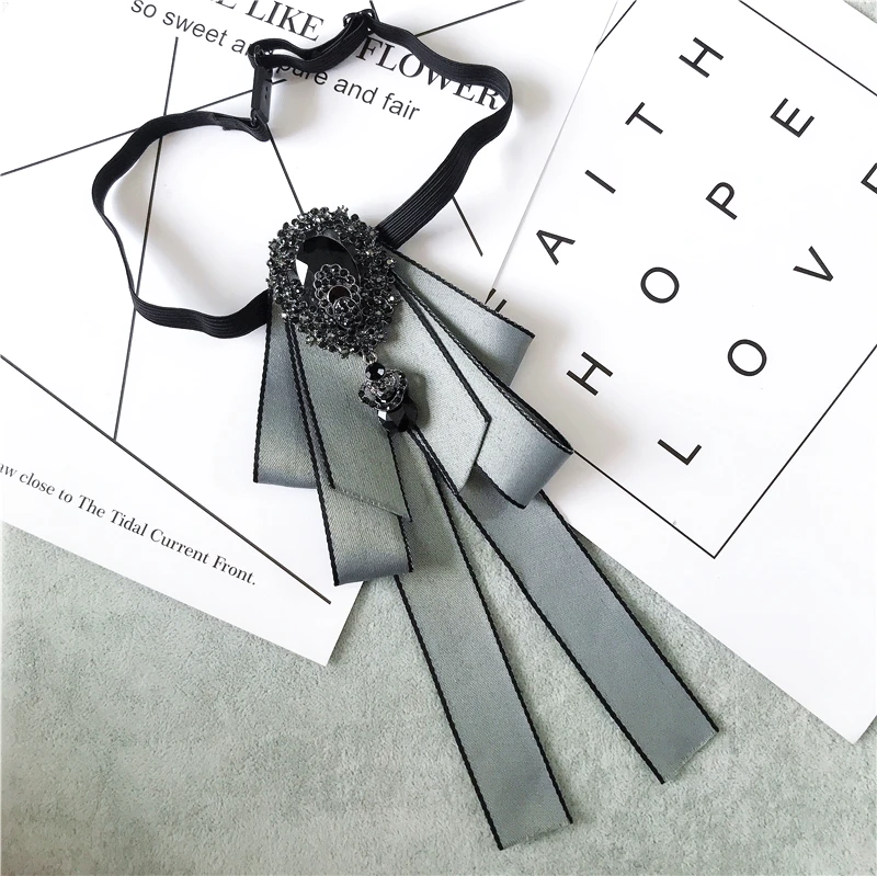 Ribbon Bowtie Мужской женский галстук-бабочка из ленты, винтажный эластичный ремешок, сплав, стразы, Бабочка, свадебные, Клубные, вечерние, Униформа, кристалл, галстук-бабочка - Цвет: Ribbon Bowtie
