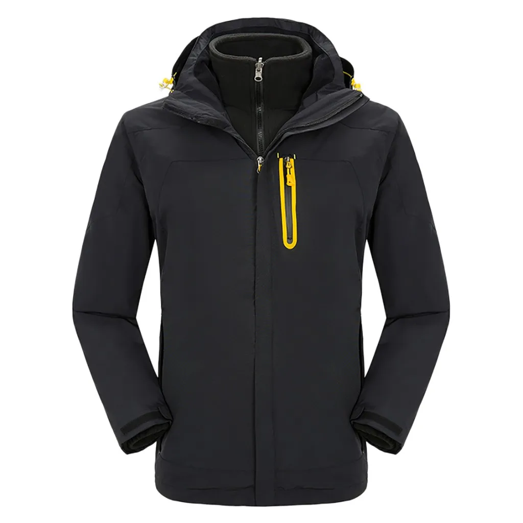 Mens Bomber jackets Men Winter Hooded Softshell Windproof Waterproof Soft Coat Shell Jackets Windbreaker jaqueta masculina - Цвет: Черный