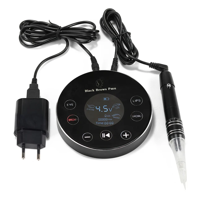 Professional Permanent Makeup Machine Tattoo Gun Eyebrow PMU Machine Pen For Up Eyebrows Eyeliner Lip Microblading Makeup Kit Black EU Plug