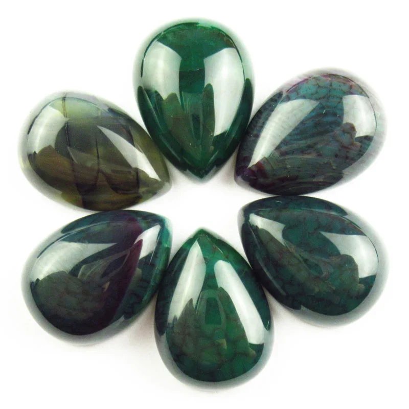 

20pcs Fashion hot sale Wholesale High Quality Green Purple Dragon Veins Agate Teardrop for jewelry Accessories 18x13x6mm TJ79842