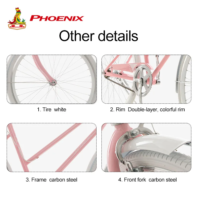 US $528.56 Phoenix 24 Women Bicycle  Adult City  Aluminum alloy Handlebar Bike Single Speed High Carbon Steel Frame Bicycle For Woman