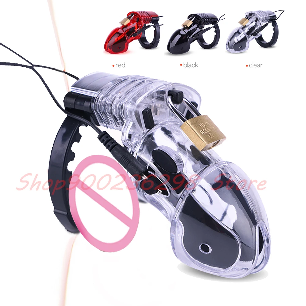 SM Electro Shock CB6000 Male Chastity Cage Sex Ball Stretcher BDSM Electro Stimulator Penis Lock Cock Ring Gay Masturbation Tool