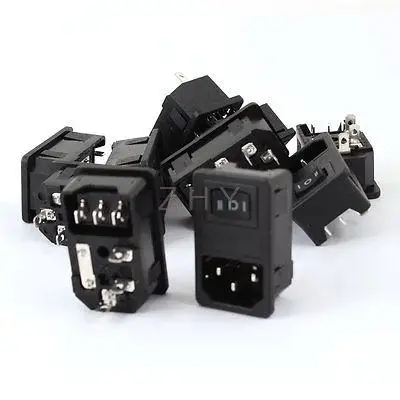 

AC 250V 10A 3-pin Rocker Switch IEC320 C14 Power Inlet Socket w Fuse 10Pcs
