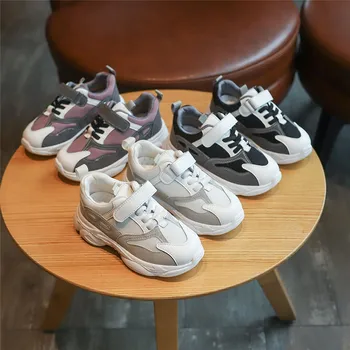

Children's Sneakers 2019 Autumn New Hook and Loop Korean Ins Wind Color Tide Boy's and Girls' Running Shoes
