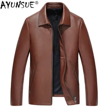 AYUSNUE, мужская куртка из натуральной кожи, Воловья кожа, весна-осень,, натуральная коровья кожа, куртки, тонкая, Chaqueta Cuero Hombre ZTS-19027