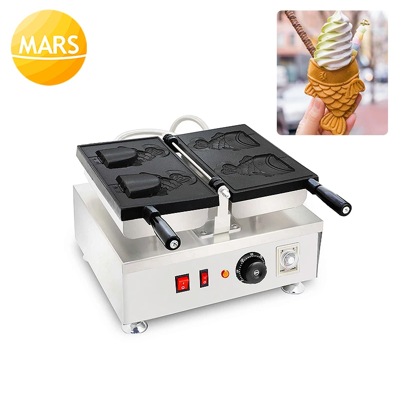 

Hot Snack Taiyaki Fish Machine Electric Ice Cream Waffle Cone Maker Non-stick Waffle Pan Mould Japanese Fish Cake Baker