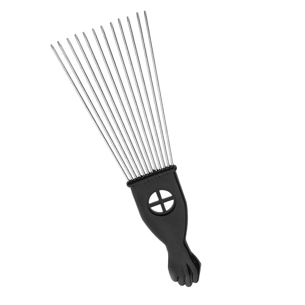 Hair Pik Comb Brush Pro Metal Afro Comb Stainless Steel Hair Styling Comb Professional Hairdressing Brush Barbers