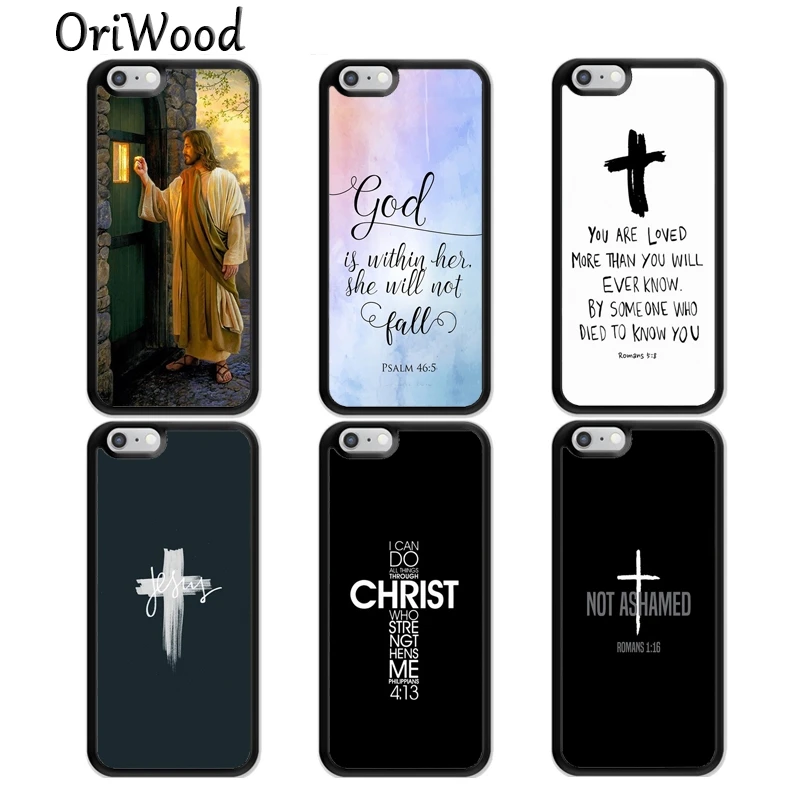 

OriWood Christ Jesus Bible Verse Cross Phone Case For iPhone 6 6S 7 8 Plus 5S SE Cases For iPhone X XS Max XR Coque Fundas