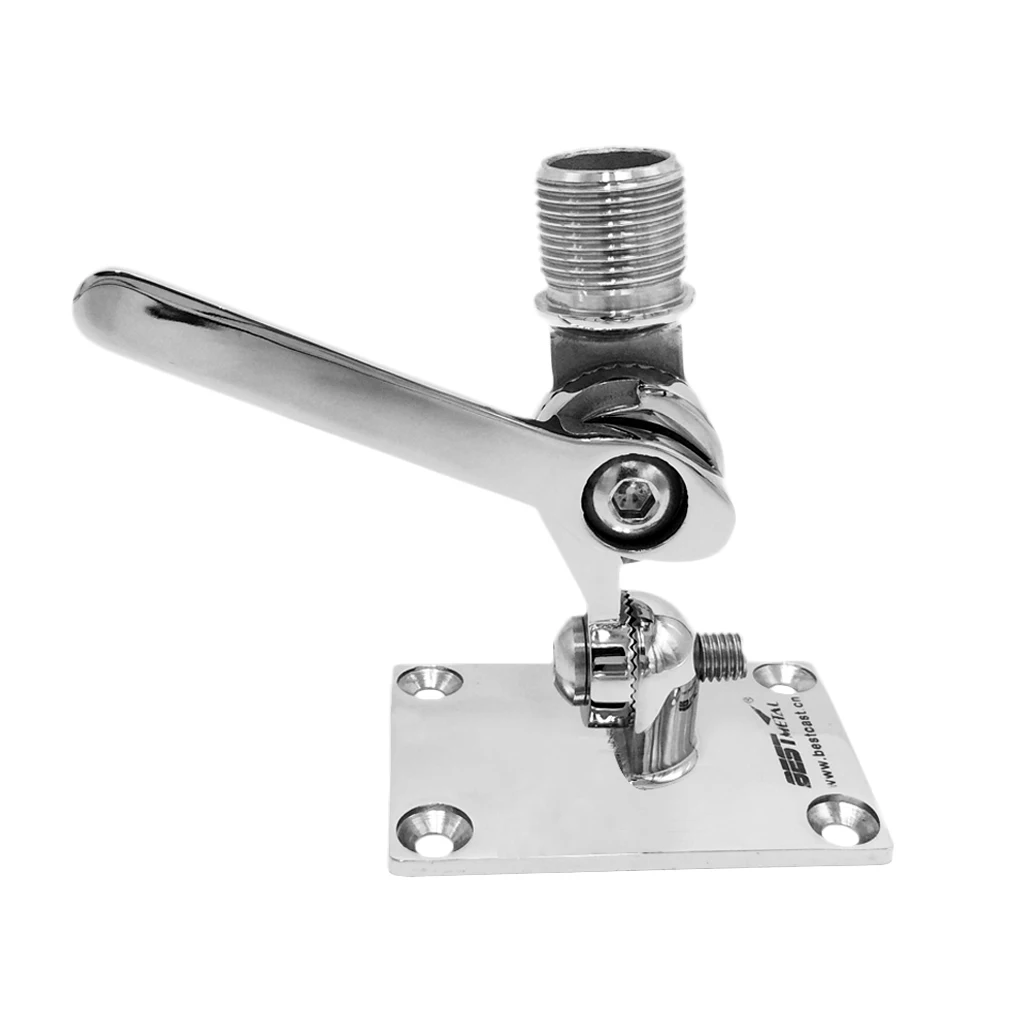 Heavy Duty 316 Stainless Steel Adjustable VHF Antenna Base Ratchet Mount for Boat Marine