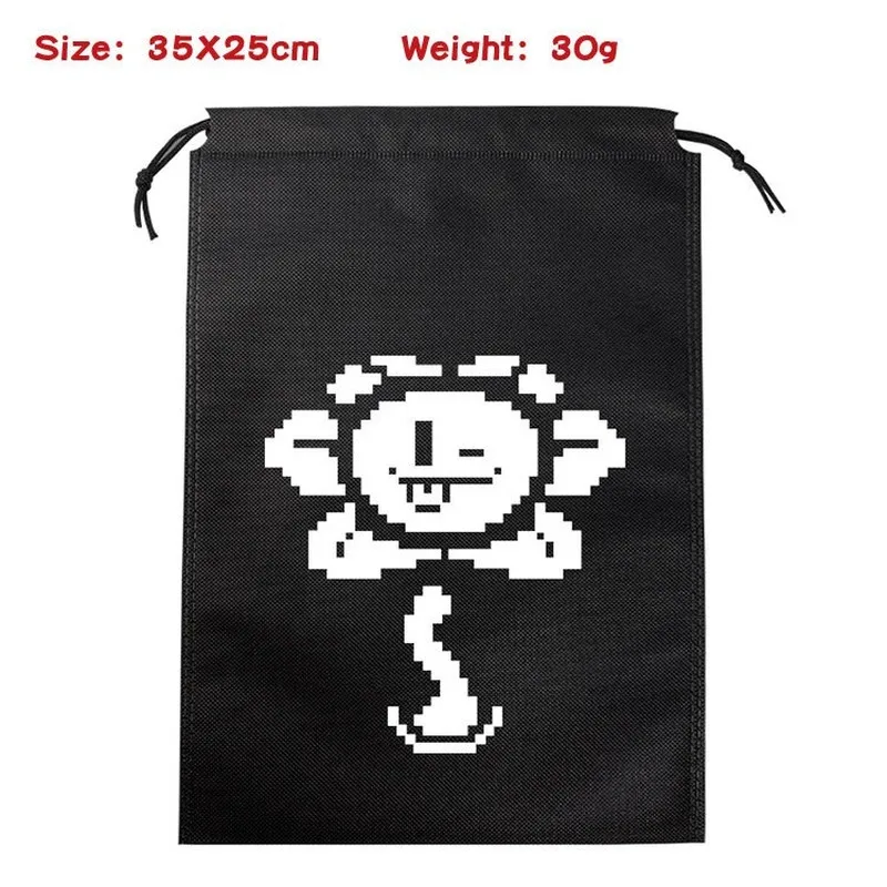 Undertale чёрный мешок с кулиской хлопок Undertale Мультфильм школьный мешок шнурок Рождественский подарок сумка для хранения