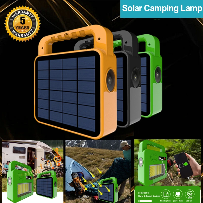 solar stake lights Solar Lantern Outdoor Light Emergency Light Multifunctional Music Lantern Warning Light Home Camping Stand  USB Handheld Spotlig solar porch light