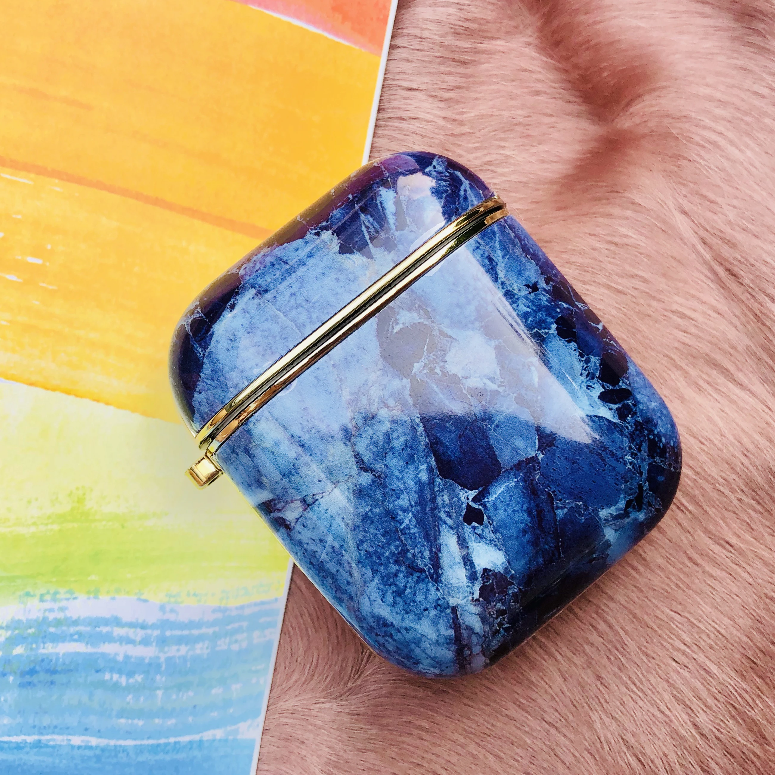 

for Airpods 1 2 Marble Texture Case Buckle Bluetooth Wireless Earphone Bag Cover for Airpods 1 2 Case Headset Charging Box