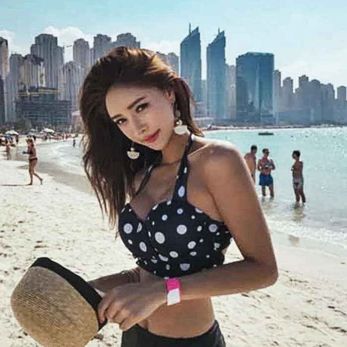 

Bikini Small Bust Gathering-Slimming Swimwear Bikini gao yao shi Retro Large Bust South Korea Two-piece Swimsuits Women's