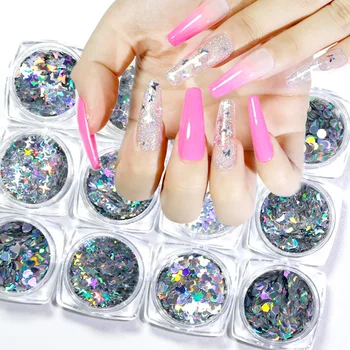 

Nail Ornament DIY Laser Sequin 12 lei se Mixed Sequin Rhombus Stars Butterfly Laser Nail Patch
