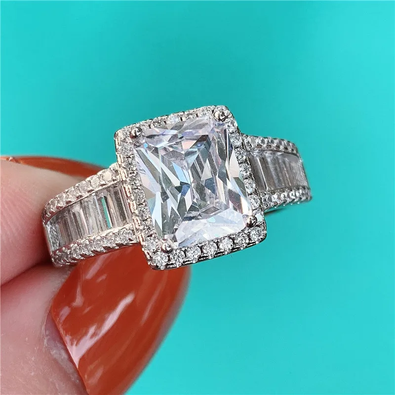 Choucong Lovers Promise Ring 925 пробы Серебряный квадрат AAAAA cz обручальное кольцо кольца для мужчин и женщин вечерние ювелирные изделия подарок