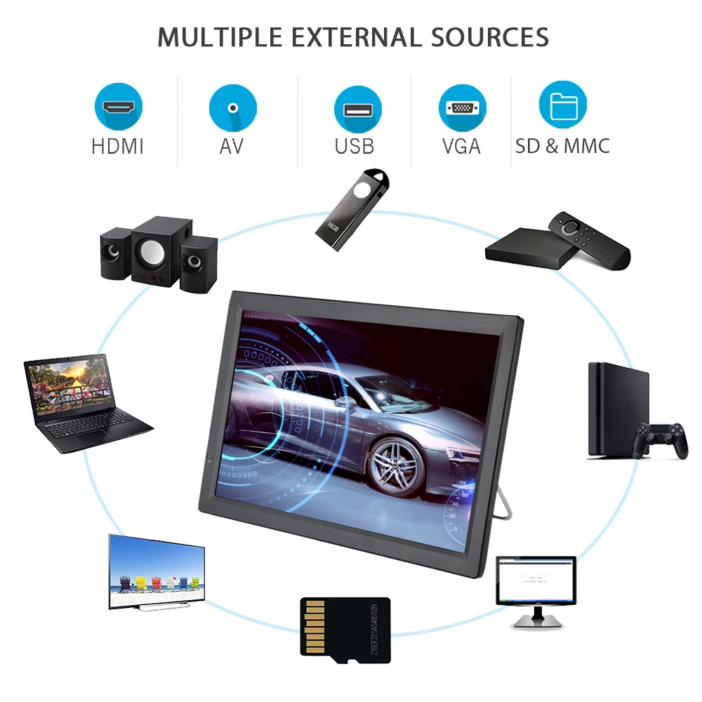  D14 14 Inch HD Portable TV DVB-T2 ATSC Digital Analog Television Mini Small Car TV Support MP4 AC3 