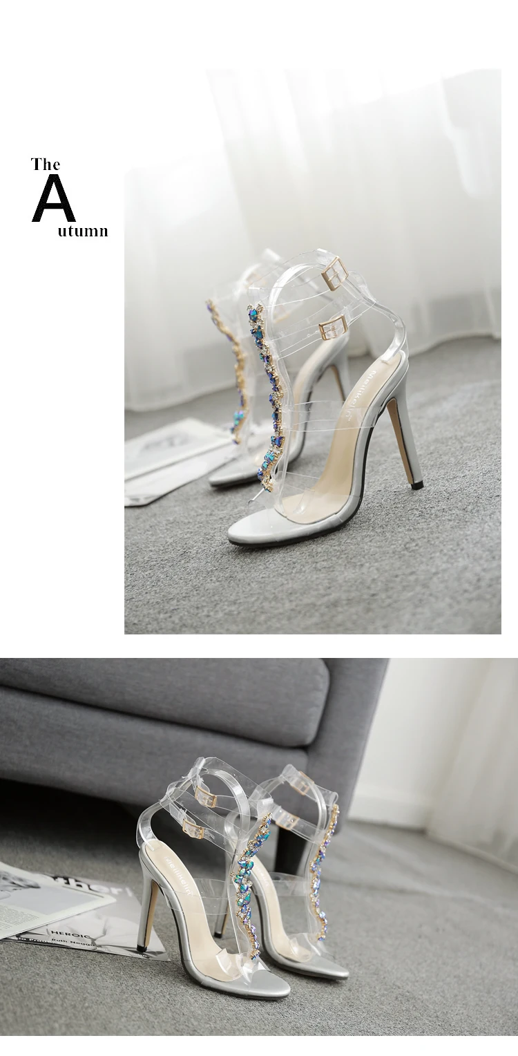 Sandels Partido Elegante Casamento Sapatos De Salto Alto das sandallias das mulheres de Luxo сексуальный Bombas de Cristal Sapatos