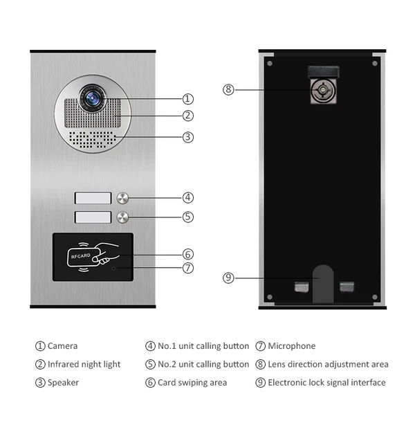 Network Cable Port Building Video Door Phone System RFID Unlock 2-6 Units Apartment Intercom+Electric Lock Doorbell Kits 5