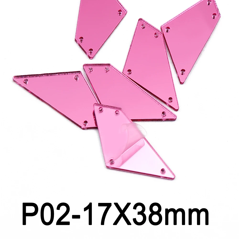 P02-17x38mm 30pcs Стразы с розами 30 шт. разноцветные акриловые зеркальные пришивные стразы с плоской задней стороной для шитья камней с отверстиями для блестящей одежды DIY - Цвет: P02-17x38mm 30pcs