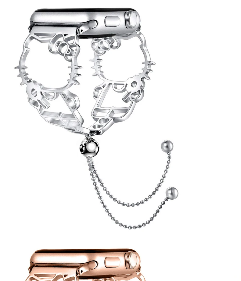 Умные часы ремешок для Apple для iwatch1/2/3/4 44 мм, 42 мм, 40 мм, 38 мм, ремешок из нержавеющей стали цвета розового золота браслет с кисточкой стальной ремешок