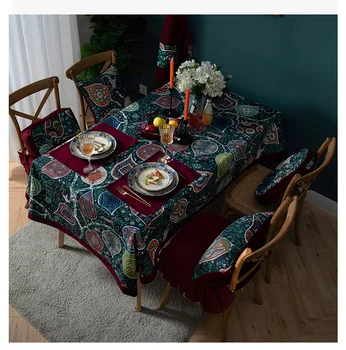 

Ins Light Luxury Retro Style Tablecloth Combination Fashion and Comfort Cotton Printed Table Cloth Art Set Home Table Decoration