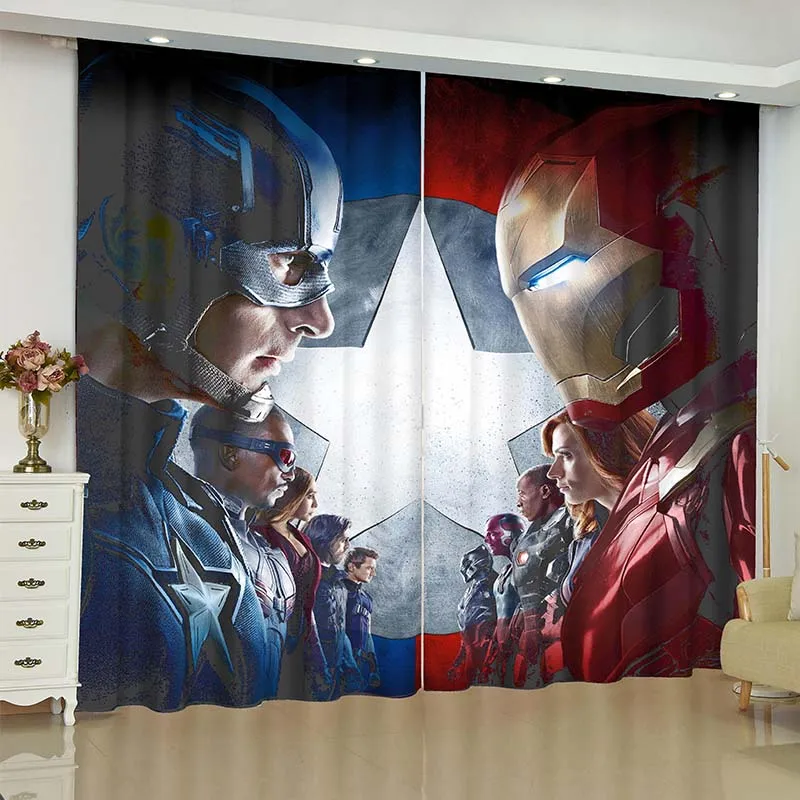 Мститель Капитан Америка 2 панели/комплект окна шторы блокировать ткань шторы затемнение теплоизолированные гостиная спальня
