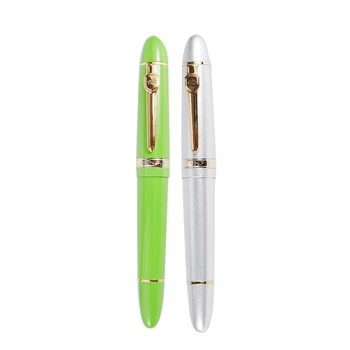 

2x JINHAO 159 18KGP 0.7mm Medium Broad Nib Fountain Pen free Office Fountain Pen with a box, Green & Silver