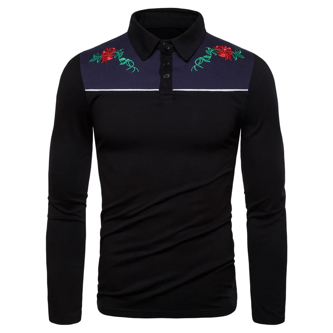 Ou Code Polo2019 Новая мужская рубашка поло с длинными рукавами и вышивкой в английском