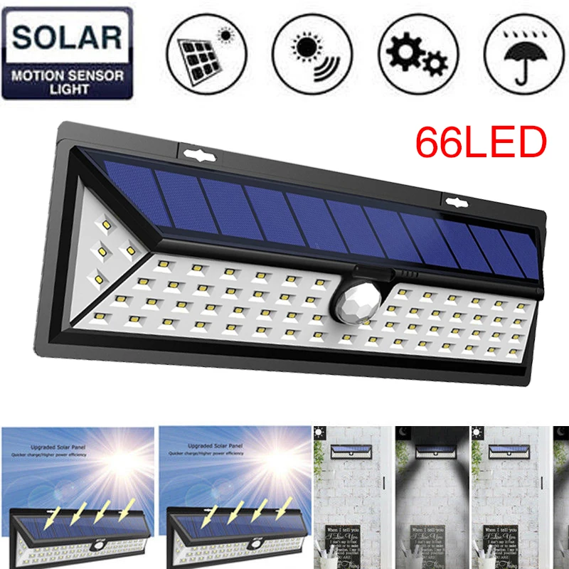 

Walkway Lights Street Lamp Wall Light Eco-Friendly Durable 66LED Solar Motion Sensor Home Outdoor Room Lighting Flashlight