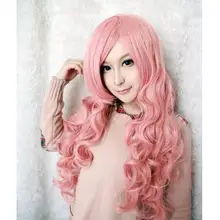 01412@ Q8+++ Vocaloid аккуратный розовый умный длинный кудрявый модный горячий парик для косплея