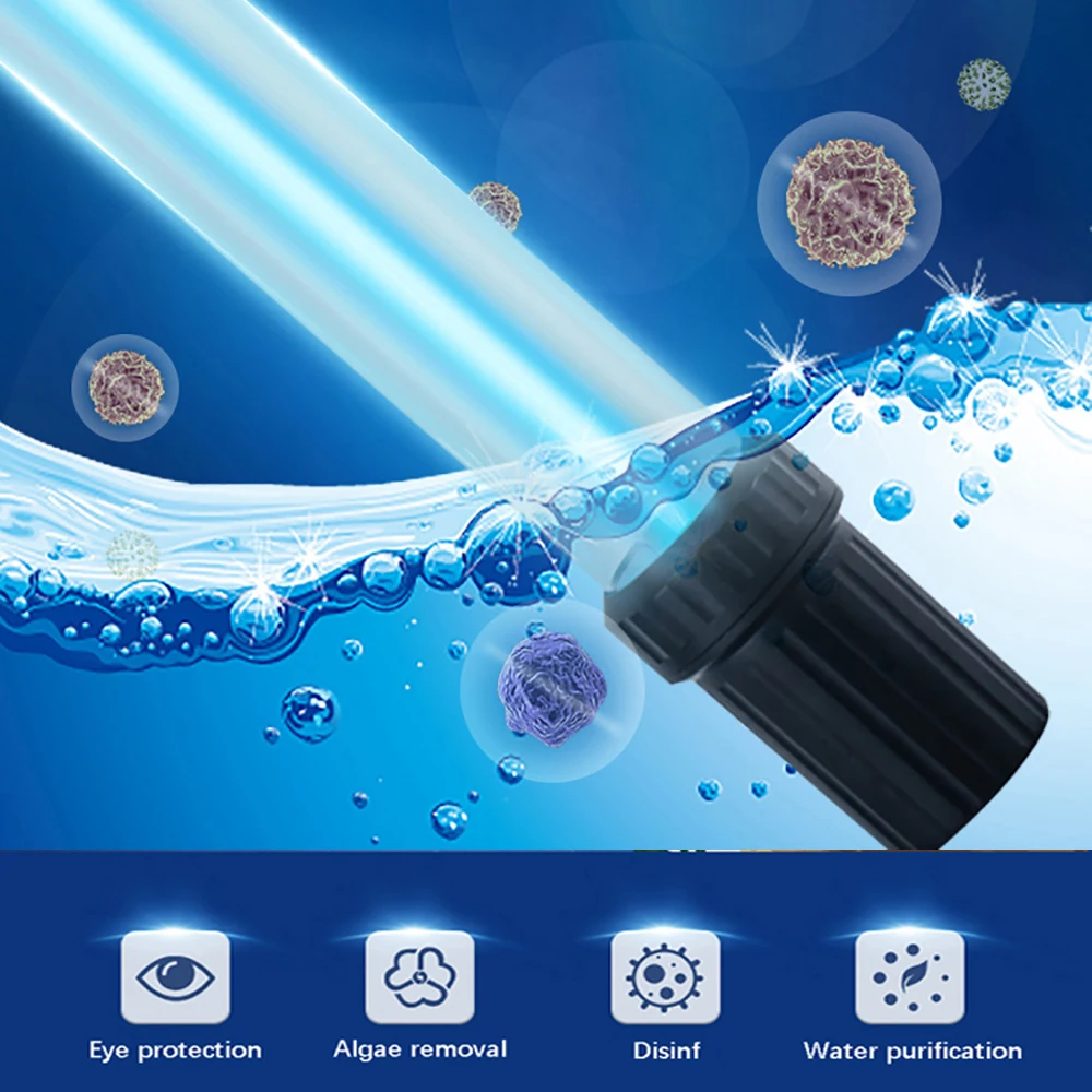 220V Aquarium Ultraviolet Sterilization Lamp Eye Protection Algae Removal Deodorize 20W 40W 60W 80W 120W UVC Light For Fish Tank