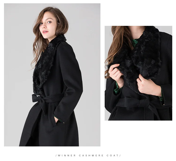 long woolen blends cashmere coats for women autumn winter ladies jackets plus size overcoats double sided beige fur collar