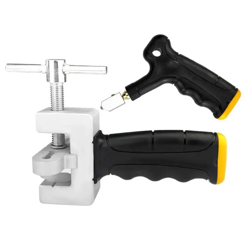 Tile Glass Cutter Ceramic Cutting Tools Handheld Sharp Breaker Labor-saving Opener with Spare Cutter Heads Standby Footpads