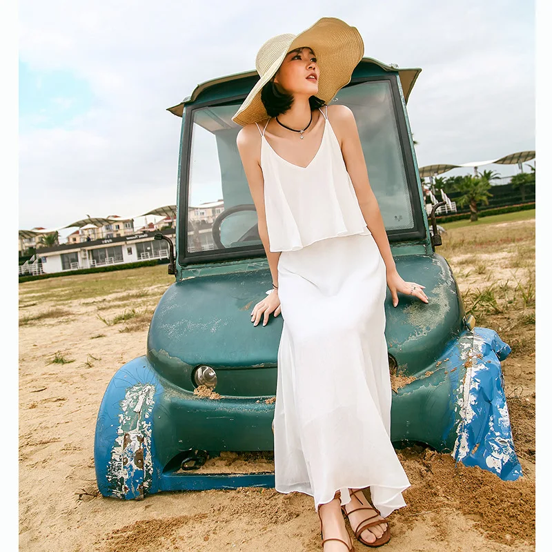 

Charade Exposed Back One Piece Seaside Holiday-Slimming Bali Beach Long Skirts Women's Summer 2019 New Style