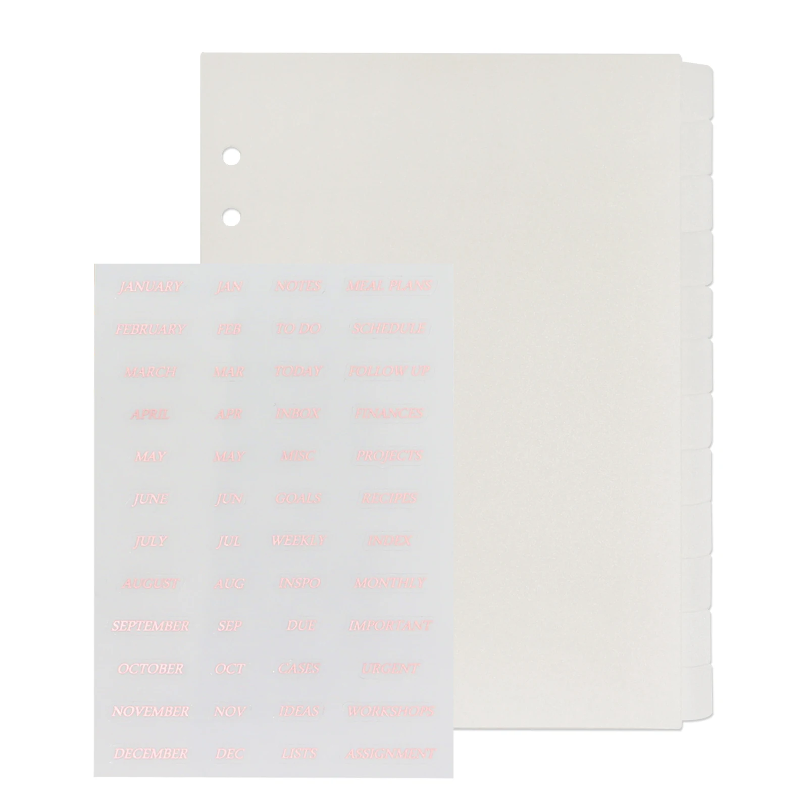 A5 Notebook Monthly Tab Ring Dividers Rose Gold Stickers Frosted Index Plastic Planner Dividers A5 Clear with 12 Side Tabs