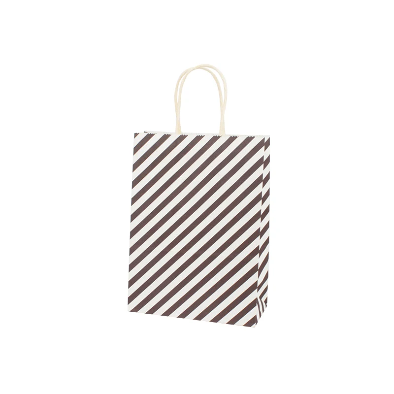 Brown stripe 10 шт. 16x22 см Бумага сумки с ручками свадебный подарок для сувениры для гостей День рождения Рождественский подарок сумка - Цвет: Brown stripe