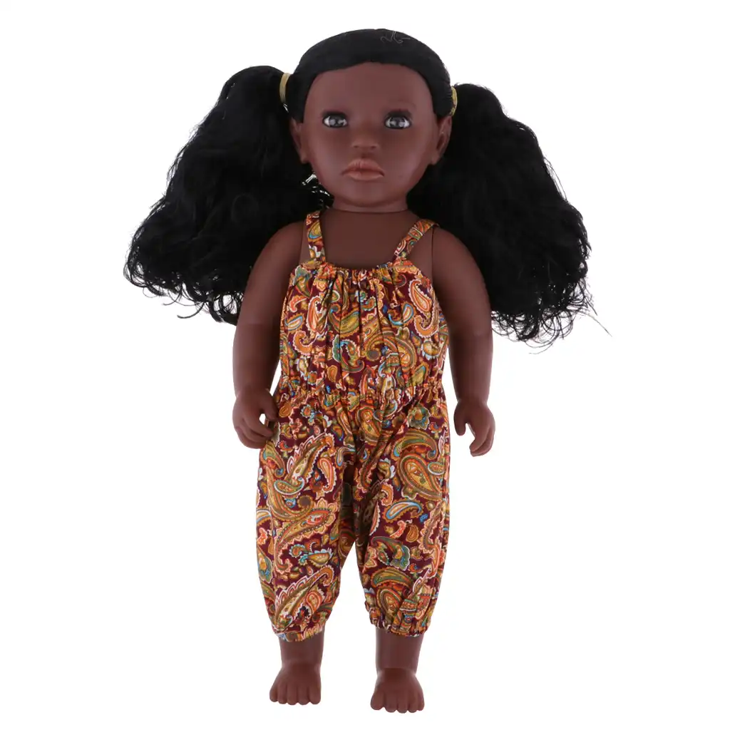 black baby doll with curly hair
