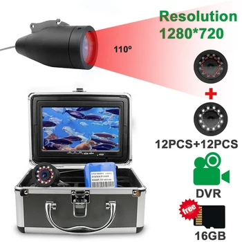 

Fish Finder Underwater Fishing Camera HD 1280*720 Screen12pcs White LEDs+12pcs Infrared Lamp Camera For Fishing 16GB Recoding