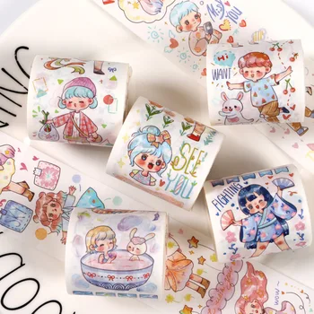 

1 Roll Kawaii Washi Tape Cute Chubby Girl dialy pattern masking tape stickers scrapbooking diary decorative paper tape