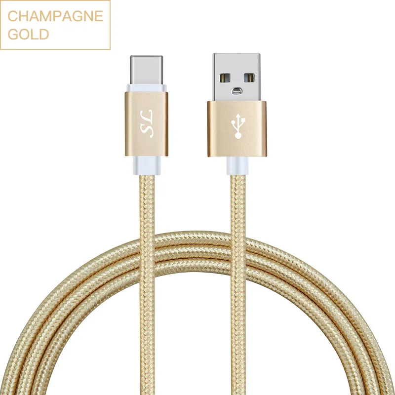 10 шт./лот usb type-C кабель 1 м 1,5 м 2 м плетеный кабель для быстрой зарядки для samsung S10 huawei P30 Xiaomi для устройств usb type-C - Цвет: Gold
