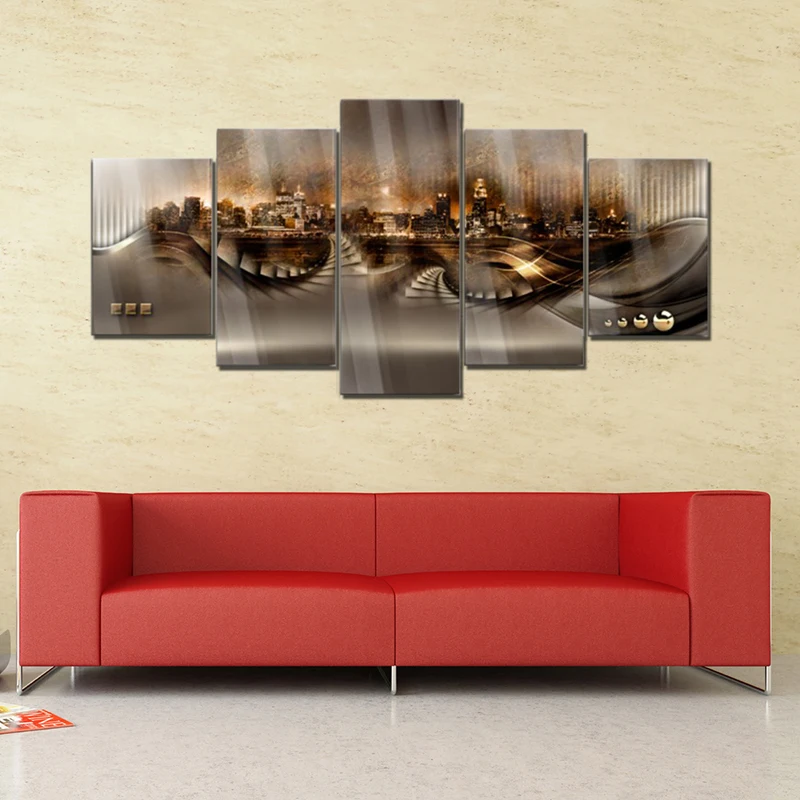 

5Pcs Modular Canvas HD Print Abstract Landscape Luxury Home Decoration Painting Wall Art Living Room Bedside Decor Poster Murals