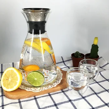 

1400ml Heat-resistant Glass Jug Anti-side Leakage Teapot with Lid Juice Jug Anti-explosion Explosion-proof Water Bottle Glass
