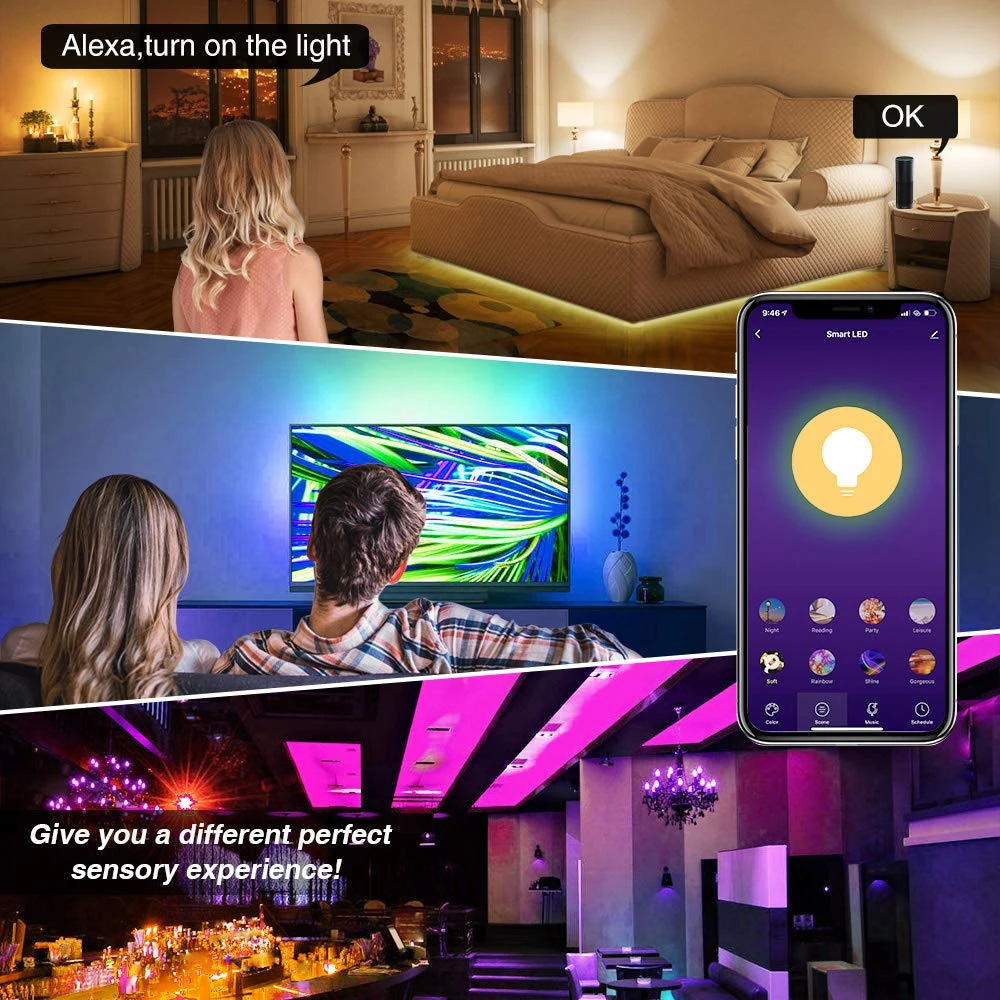 Binval WiFi светодиодный светильник 5/10 м RGB 5050 Светодиодный ленточный s меняющий цвет с