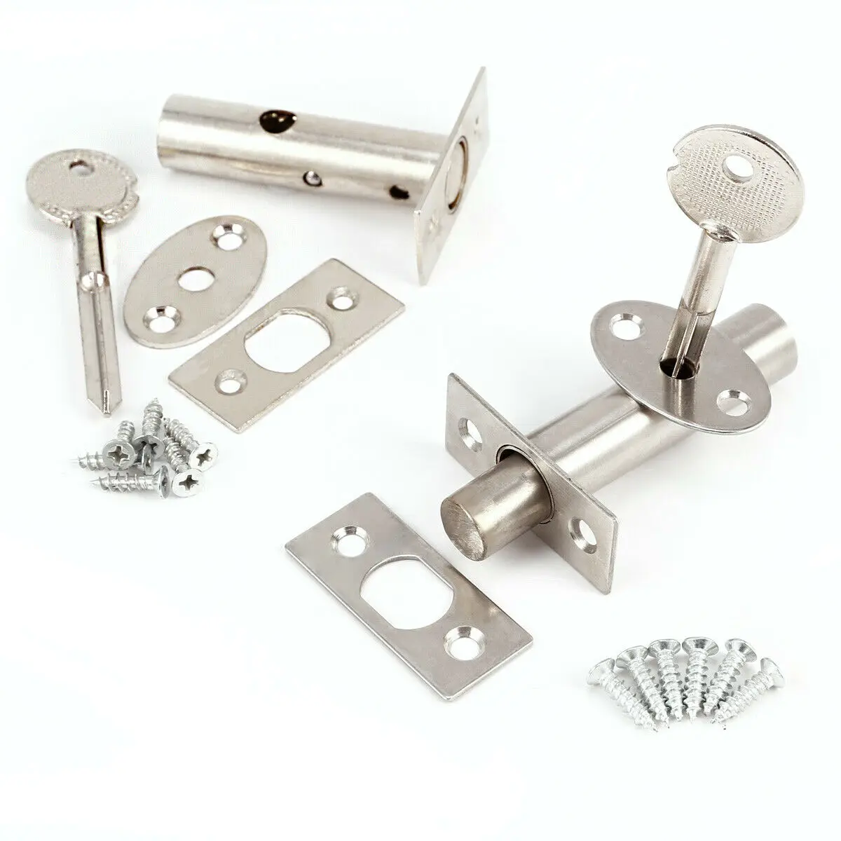 

2Set Stainless Steel Security Door Bolts with Fitting Star Key Secure Strong Dead Lock JA55