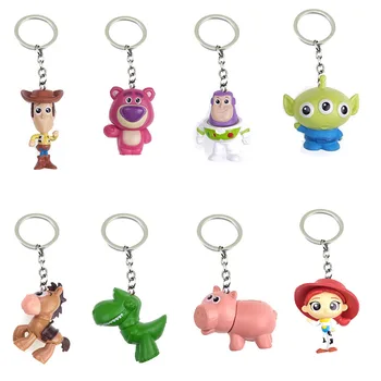 

12pcs Cartoon Toy Story 4 keychain Woody Buzz Lightyear Rex 3D Key chains Bag pendant Gifts Kids Party Classic Anime For Fans