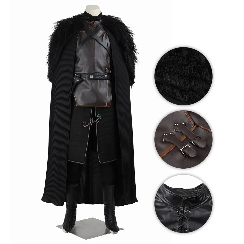 

Jon Snow Costume Game of Thrones Cosplay Black Color Full Set