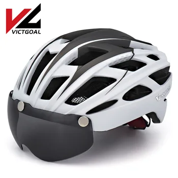 "VICTGOAL" Fahrradhelm Unisex für Road-MTB mit optimal geformt-winddicht mit Visier 1