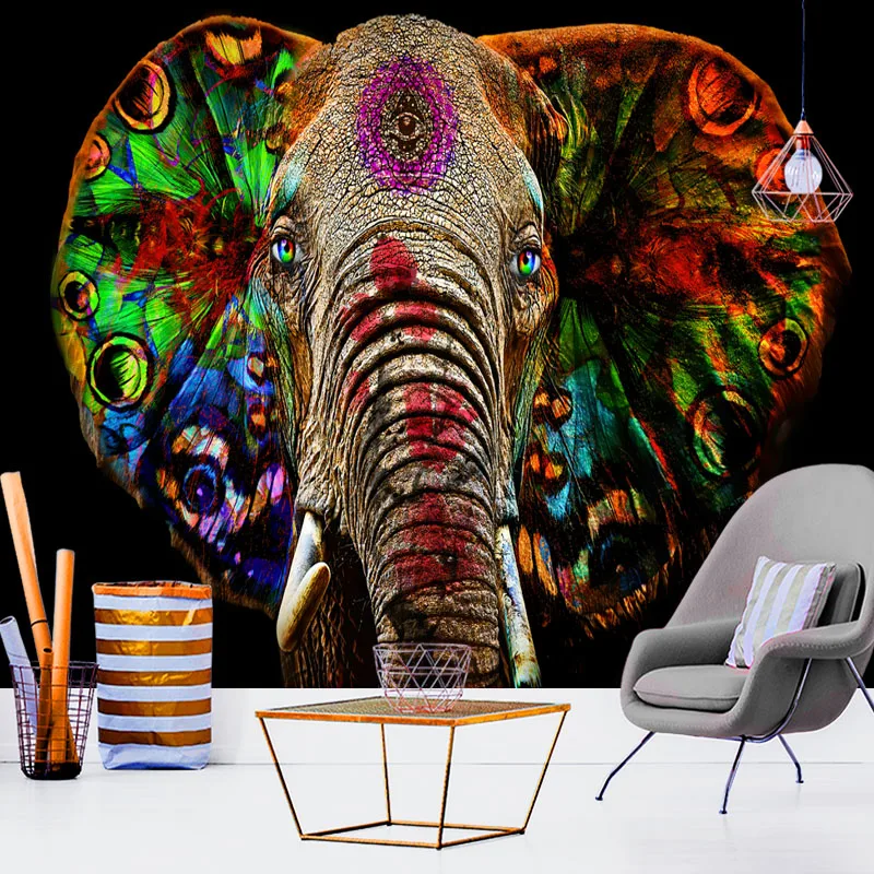 

psychedelic Elephant Tapestry wall hanging Hippie Boho yoga mat Mandala Fabric Mat Living macrame decor for room 2021Bedspread