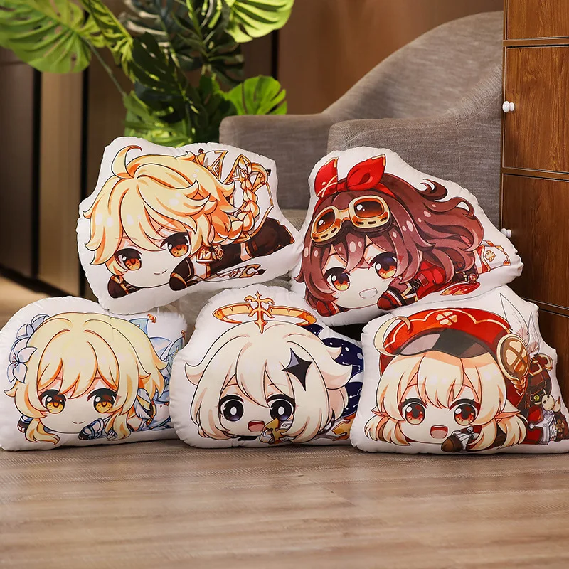 

Genshin Impact Plush Pillow Anime Cotton Cushion Lumine Amber Barbara Cosplay