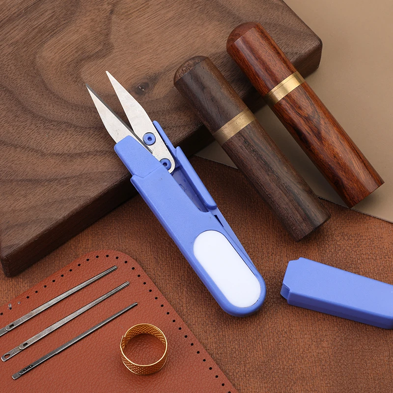 LMDZ Small Size Leather Sewing Kit Leather Rope Lace Needle Thimble Tailor Scissor with Bottle for DIY Hand Sewing Craft Tool leather craft tools,leather sewing tools